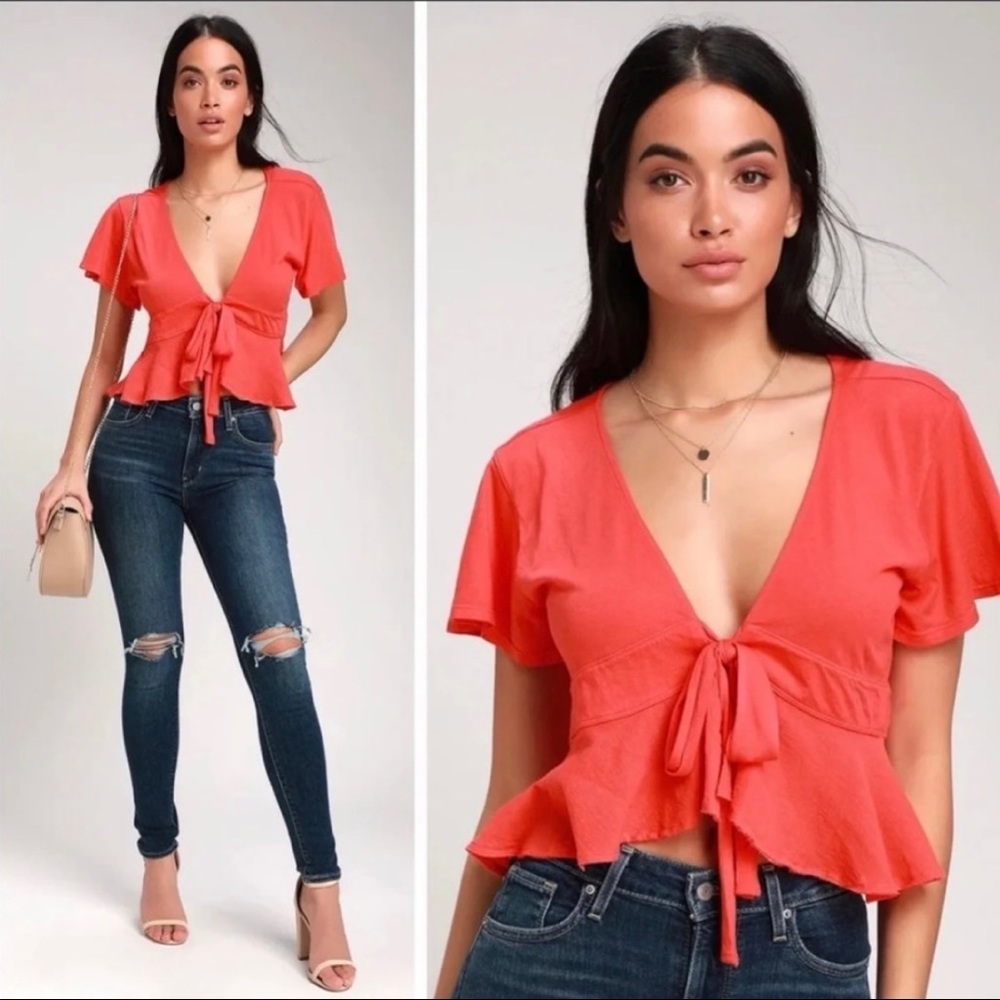 Free People Brand new Forget Me knot tie cropped peplum